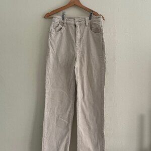 Rolla's Cream Corduroy High Rise Straight Leg Pants, Size 29